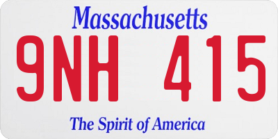 MA license plate 9NH415