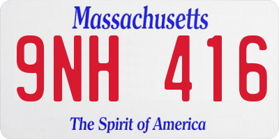 MA license plate 9NH416
