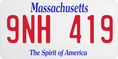 MA license plate 9NH419