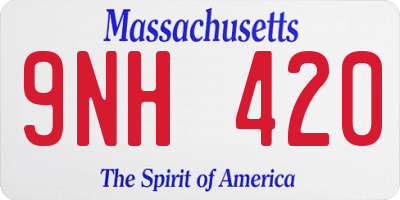 MA license plate 9NH420