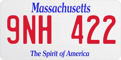 MA license plate 9NH422