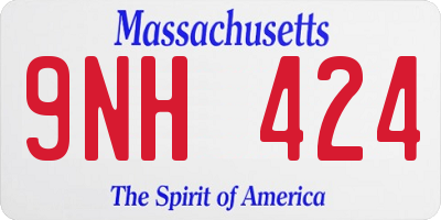 MA license plate 9NH424