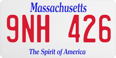 MA license plate 9NH426