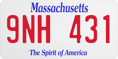 MA license plate 9NH431