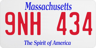 MA license plate 9NH434