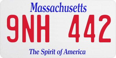MA license plate 9NH442