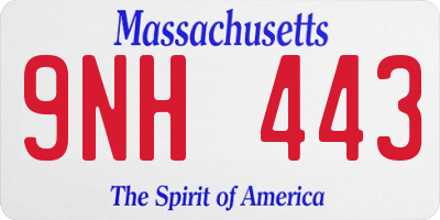 MA license plate 9NH443