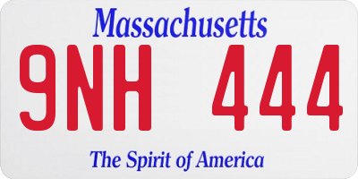 MA license plate 9NH444