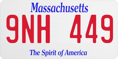 MA license plate 9NH449