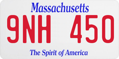 MA license plate 9NH450