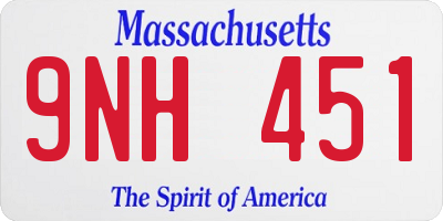 MA license plate 9NH451