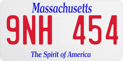 MA license plate 9NH454