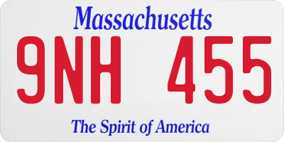 MA license plate 9NH455