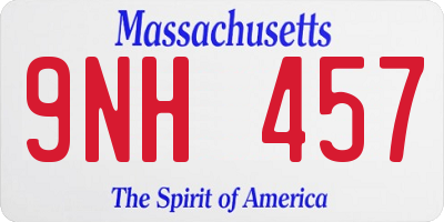 MA license plate 9NH457