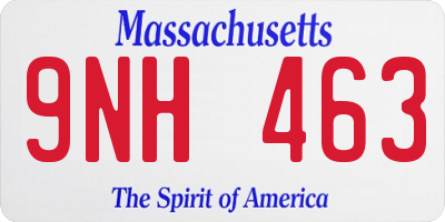 MA license plate 9NH463
