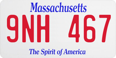 MA license plate 9NH467