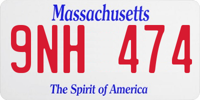 MA license plate 9NH474