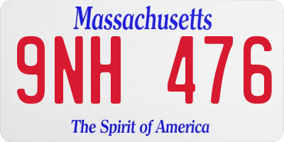 MA license plate 9NH476
