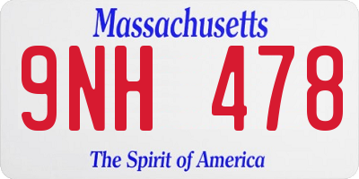 MA license plate 9NH478