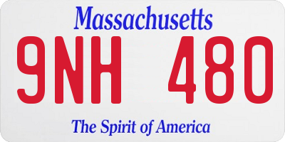 MA license plate 9NH480