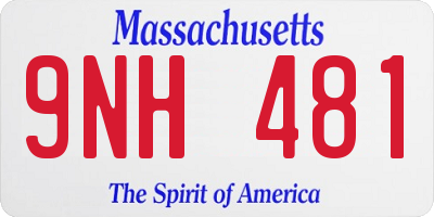 MA license plate 9NH481