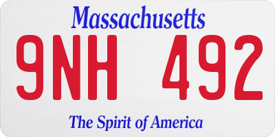 MA license plate 9NH492