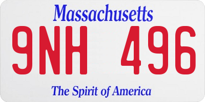 MA license plate 9NH496