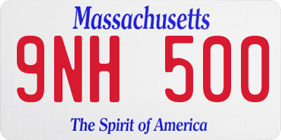 MA license plate 9NH500