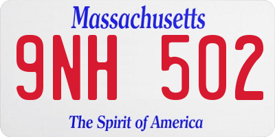 MA license plate 9NH502
