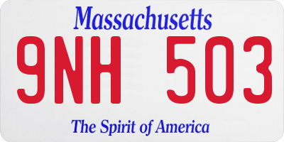 MA license plate 9NH503