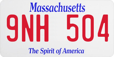 MA license plate 9NH504