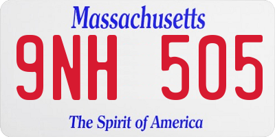 MA license plate 9NH505