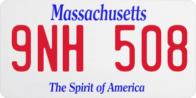 MA license plate 9NH508