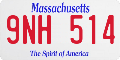 MA license plate 9NH514