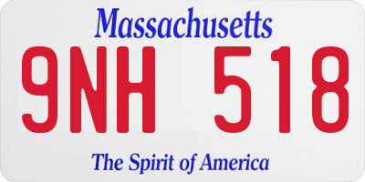 MA license plate 9NH518