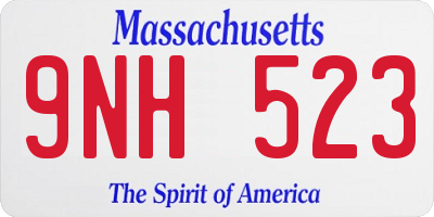 MA license plate 9NH523