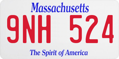 MA license plate 9NH524