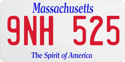 MA license plate 9NH525