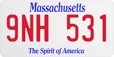 MA license plate 9NH531