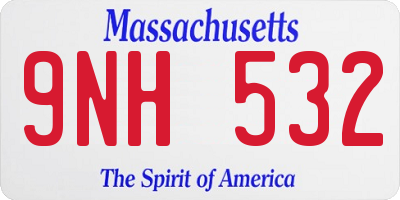 MA license plate 9NH532