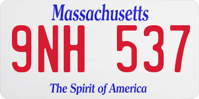 MA license plate 9NH537