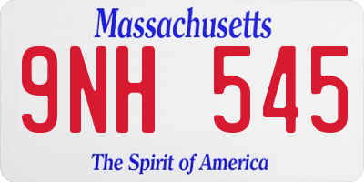 MA license plate 9NH545
