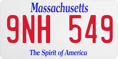 MA license plate 9NH549