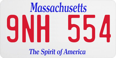 MA license plate 9NH554