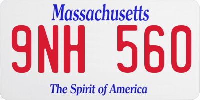 MA license plate 9NH560