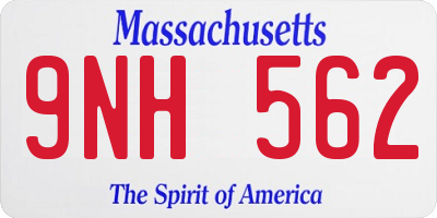 MA license plate 9NH562