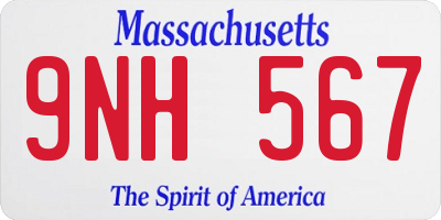 MA license plate 9NH567