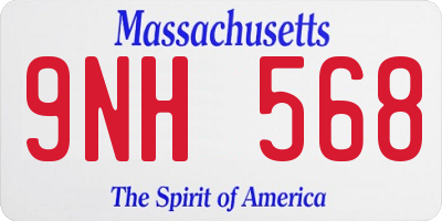 MA license plate 9NH568