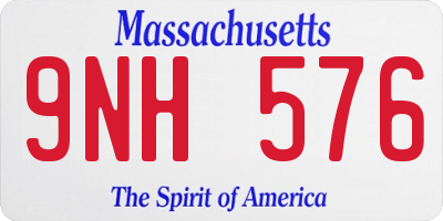 MA license plate 9NH576