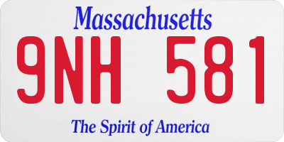 MA license plate 9NH581